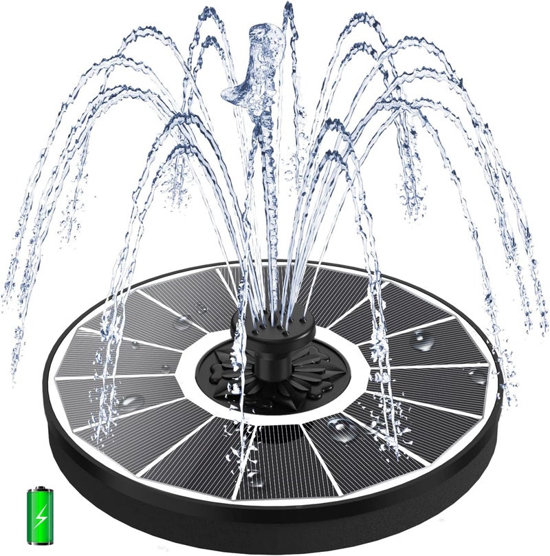 Yzert Solar Fountain with 2000 mAh Battery Backup Works in Cloudy, Glass Solar Powered Bird Bath Fountains with 7 Nozzles, 3.5 W Solar Fountain Pump for Birdbath,Garden, Outdoor, Pond (White) - Image 1
